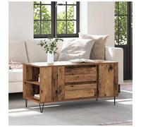 Coffee Table Old Wood Engineered Wood 102x44.5x50cm with Drawer & 4 Shelves Cozy