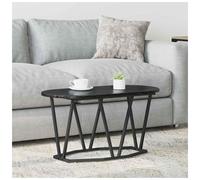 Coffee Table Oval Black Oak 80x40cm Engineered Wood Metal Industrial Modern Chic