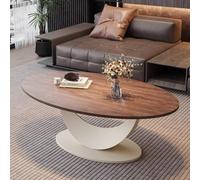 Coffee Table,Oval Modern Centre Table with Walnut Effect Multi Layer Wood Top,Curved Carbon Steel Base,Italian Luxury Living Room Furniture,Minimalist Design for Modern Homes A,120cm