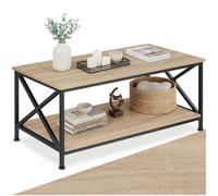 Tectake Coffee Table Pittsburgh - Rectangular, With Storage Shelf - Industrial Wood Light, Oak Sonoma