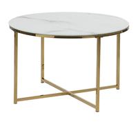 Beliani Coffee Table QUINCY Tempered Glass Marble/ Gold, White
