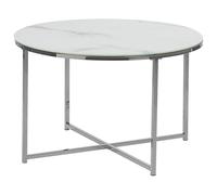 Coffee Table QUINCY Tempered Glass Marble/ Silver