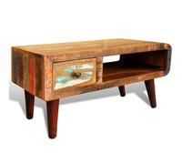 Coffee Table Reclaimed Solid Wood 90x45x45cm Multi-colour 1 Drawer Vintage Waxed