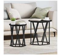 Coffee Table Round 50x50x50cm Black Oak Engineered Wood & Steel Matte Finish Now
