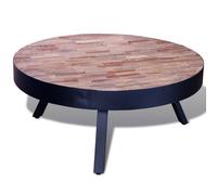 Vidaxl Coffee Table Round Reclaimed Teak Wood, Black