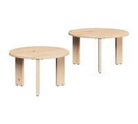 Coffee Table Round Solid Pine Natural 47.5x47.5x27 cm Minimalist 2pc Compact Set