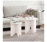 Coffee Table Round Solid Pine White 41.5x41.5x44 cm Rustic Indoor for Small Sofa