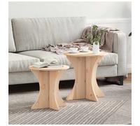 Coffee Table Round Solid Pine Wood Natural 46x46x47 cm Rustic Living Room Cozy