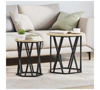 Coffee Table Round Sonoma Oak 50x50x50cm Engineered Wood Steel Frame Matte Metal
