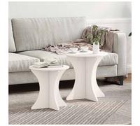 Coffee Table Round White Solid Pine Wood 46x46x47cm Rustic Low Center Accent