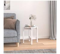 Coffee Table Round White Solid Pinewood Ø42.5cm x45cm Compact Modern scandi