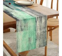 Coffee Table Runner Spring Summer Green and Grey Modern Table Decorative Cloth for Party, Banquet, Restaurant, Outdoors Festival for 6 seater Dining Machine Washable 33 cm x 183 cm