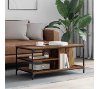 Coffee Table Rustic Old Wood 100x50x45cm Engineered Wood 3 Shelves Black Legs XL