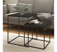 vidaXL 2x Coffee Table Set Engineered Wood and Metal Nightstand Nesting Table