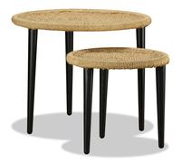 Coffee Table Set 2 Piece Natural Jute Couch End Table Brown/Multicolour vidaXL