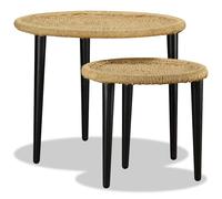 Coffee Table Set 2 Piece Natural Jute Couch End Table Brown/Multicolour vidaXL