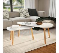 Coffee Table Set 2 Pieces Solid Pinewood White