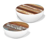 Coffee Table Set 2pc Brown Solid Reclaimed Wood Bowl Shape 60x30cm with Storage.