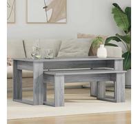 Coffee Table Set 2pc Grey Sonoma Engineered Wood 100x50x42cm Modern Nesting home