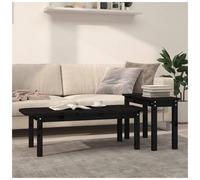Coffee Table Set 2pc Solid Pinewood Black Nesting Tables 110x50x35 & 70x30x45 cm