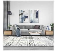 Coffee table set 2pc Sonoma Oak 50x46x35cm engineered wood drawer stylish metal