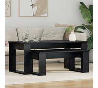 Coffee Table Set 2pcs Black Oak Engineered Wood 100x50x42cm Rectangular Modern