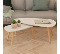 Coffee Table Set 2pcs Solid Pinewood & MDF White 100x50x40cm Scandinavian Living