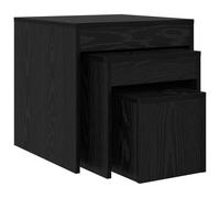 Coffee table set 3pcs Black Oak Engineered Wood Nesting 45x45x45cm Modern Scandi