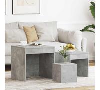 Coffee Table Set 3pcs Nesting, Concrete Grey Engineered Wood 45x45x45cm Modern.
