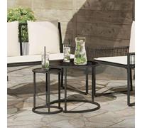 Coffee table set Black Steel nesting 55x55x45cm & 30x30x41cm Weatherproof Patio
