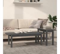 Coffee Table Set Grey Solid Pinewood Nesting Large 2pc 110x50x35 & 70x30x45 cm