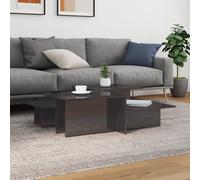 Coffee Table Set High Gloss Grey Engineered Wood 111.5×50×33 cm 2pcs Mini