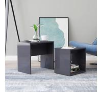 Coffee Table Set High Gloss Grey Engineered Wood 48x30x45 cm Nesting Set of 2 UK