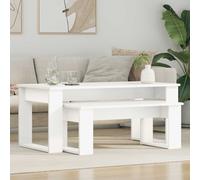 Coffee Table Set Modern 2pcs White Engineered Wood 100x50x42cm & 77.5x40x30.5cm