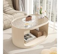 Coffee Table Set, Modern Oval Glass Coffee Table with Storage, No Assembly Required, Perfect for Living Rooms and Small Spaces