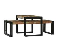 Coffee Table Set Multicolour Solid Mango Wood 48x40x40cm 2pcs Indoor CompactPair