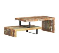 Coffee Table Set Natural Mango Wood & Black Iron 90x50x40cm + 80x50x20cm Rustic