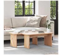 Coffee table set Natural Solid Pine Wood 100x69x35.5 & 80x39.5x35.5cm Rustic XL