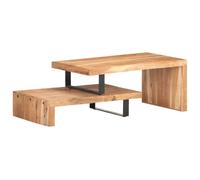 Coffee Table Set Solid Mango Wood Natural Finish Powder-Coated Iron 90x50x40 cm
