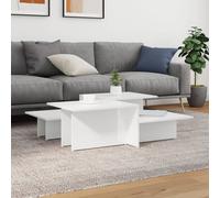 Coffee Table Set White High Gloss Engineered Wood Rectangular 111.5x50x33cm 2pcs