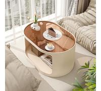 Coffee Table Set with Storage, Modern Oval Design, Glass Top, No Assembly Required, Ideal for Living Room and Office