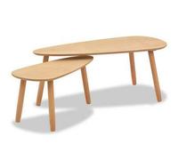 vidaXL Solid Pinewood Coffee Table Set 2 Piece Brown Home Office Side End