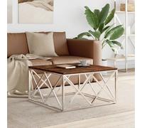 vidaXL Coffee Table Stainless Steel and Solid Wood Reclaimed