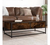 Coffee Table Smoked Oak 100x50x35 cm Engineered Wood and Metal Berkfield Home Brown One Size