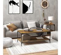 Coffee Table Smoked Oak 100x50x40cm Engineered Wood 1 Shelf Low Mod Contemporary