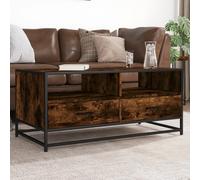 Coffee Table Smoked Oak 100x50x45 cm Engineered Wood and Metal Berkfield Home Brown One Size