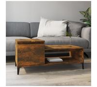 Coffee Table Smoked Oak 100x50x45 cm Engineered Wood & Metal Storage with Door