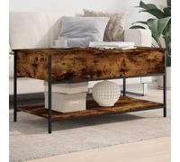 Coffee Table Smoked Oak 100x50x50 cm Engineered Wood and Metal Berkfield Home Brown One Size
