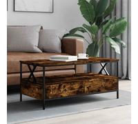 Coffee Table Smoked Oak 100x51x45cm Engineered Wood 2 Drawers 1 Shelf Sturdy Top