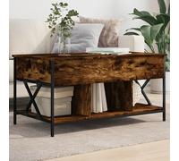 Coffee table Smoked oak 100x55x50cm Engineered wood & Metal Lift-top Storage box